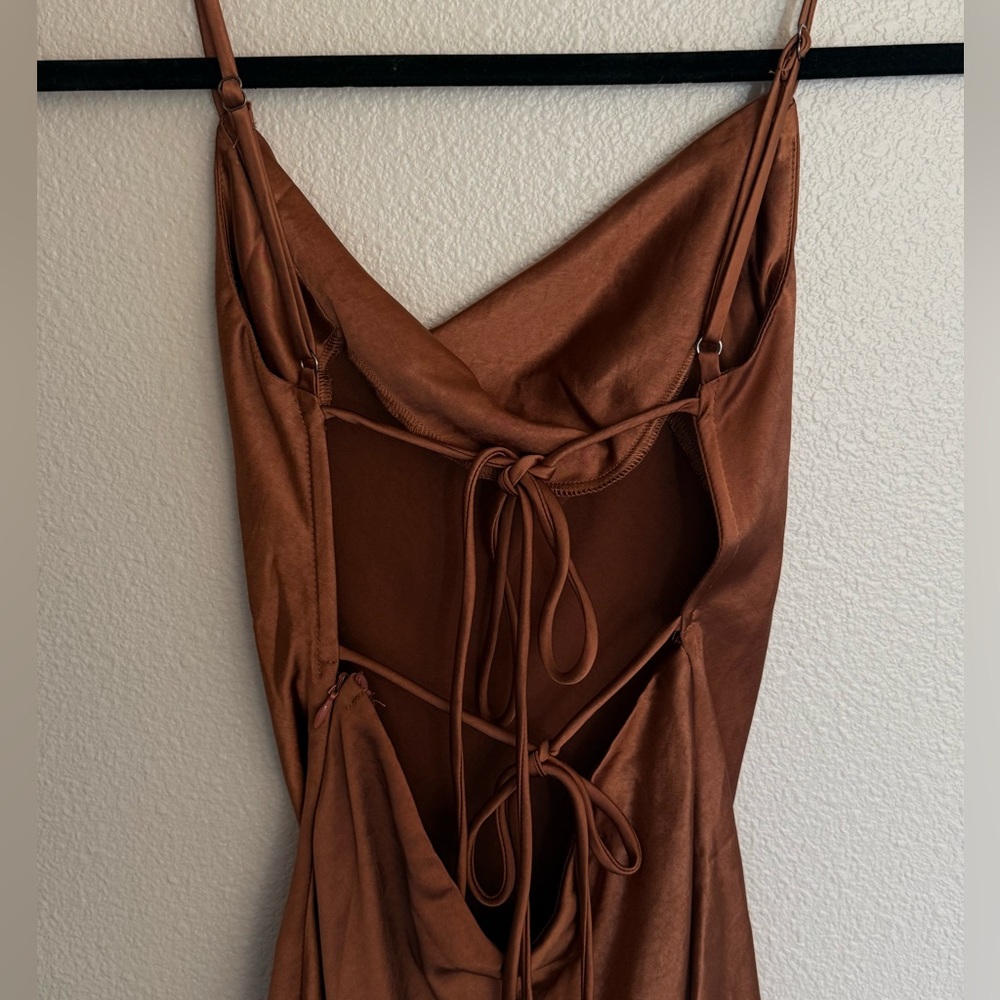 Princess Polly Alfie Rust Brown Mini Dress Size 2 - Picture 3 of 4